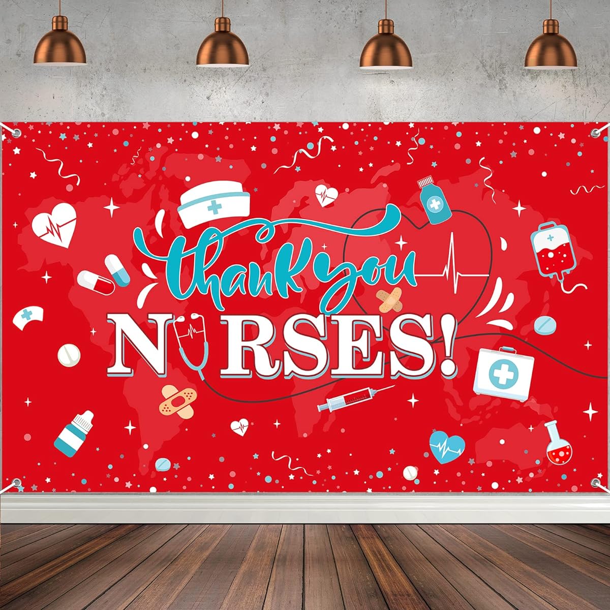 Thank You Nurses Background Decor, Large Fabric 2023 Nurses Week Background Banner National Nurses Day Photo Booth Backdrop Medical Doctor Nurse Graduation Party Supplies 72.8 x 43.3 inches