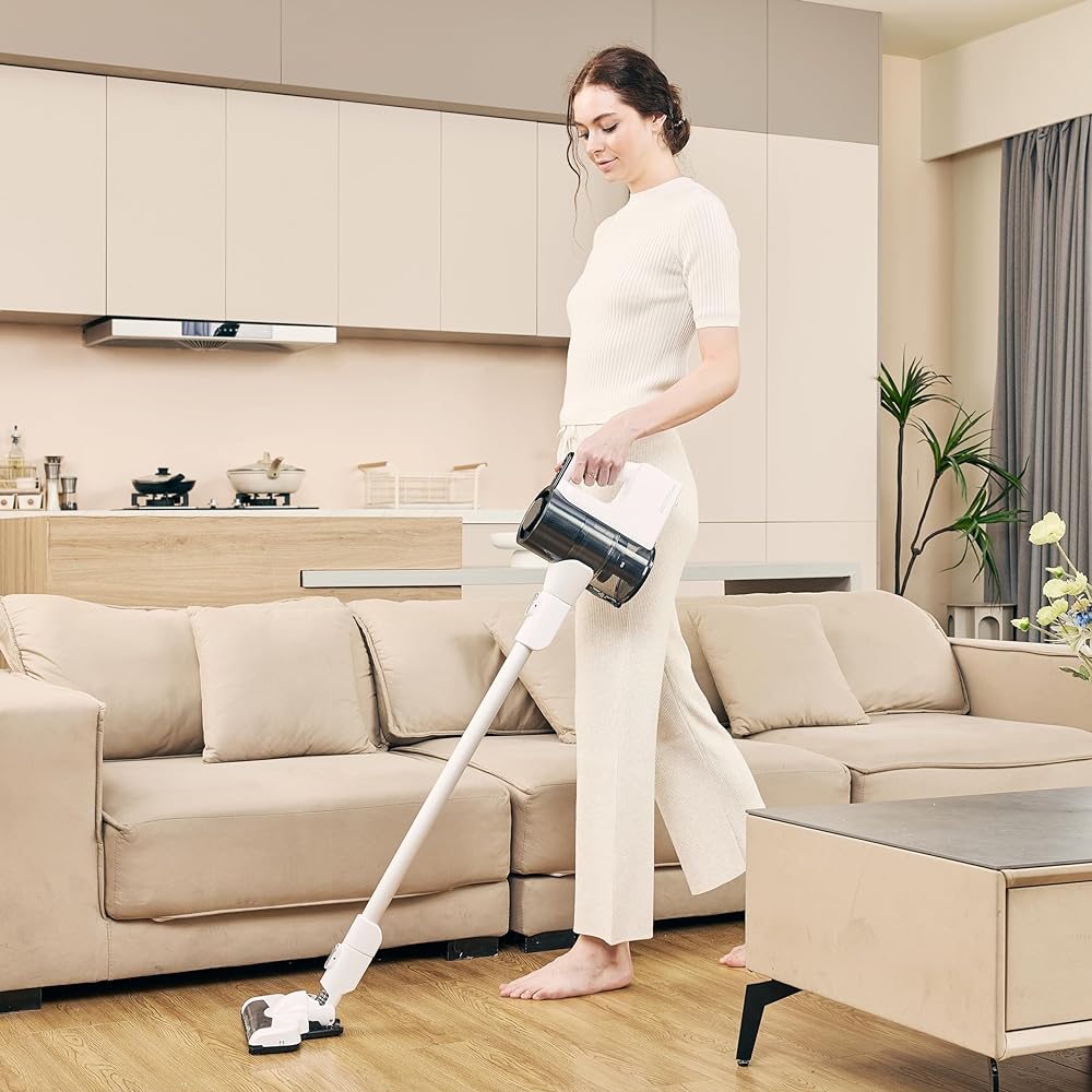 Stick Cleaner Vacuum Cleaner Cordless Cyclone Self-Propelled Power Head with Stand up to Garbage Disposal Line 0.4L / Maximum Capacity 0.7L White