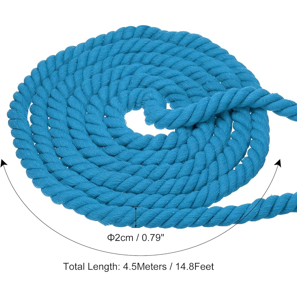 PATIKIL 15 Feet Tug of War Rope for Adults and Teens, 3 Braided Natural Cotton Rope with Flag for Yard Games and Team Building Activities Blue Color