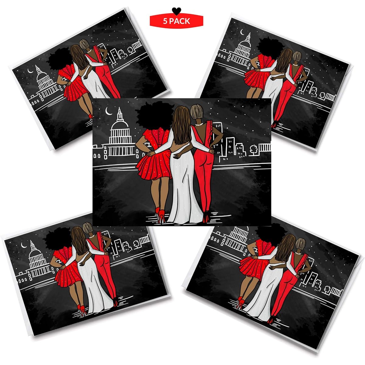 Red and White Notecards | Women Empowerment | Sorority Inspired