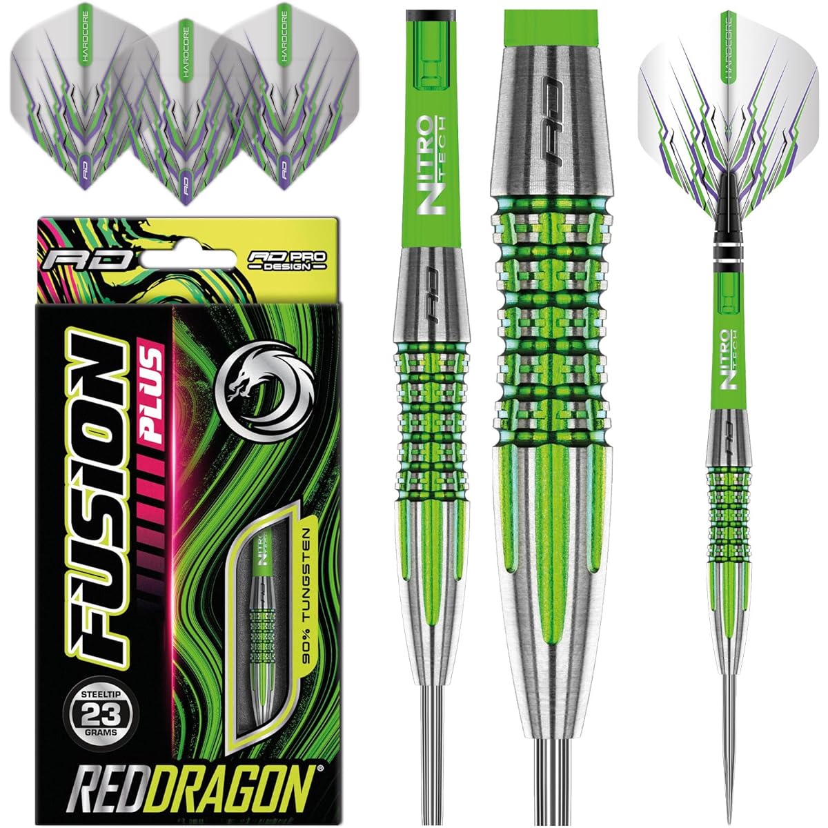 Fusion Plus Professional Tungsten Darts Set with Flights and Stems