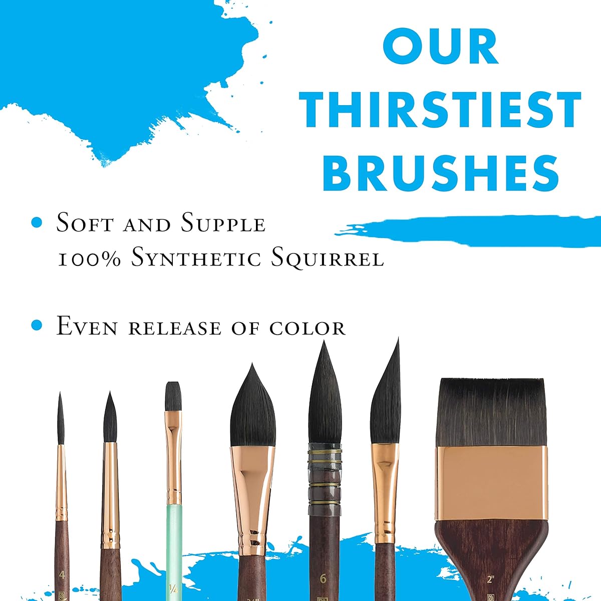 Princeton Artist Brushes Neptune Series 4750 Synthetic Squirrel Watercolor Paint Brushes 4 Piece Professional Travel Set Sizes Round 4 6 8 10