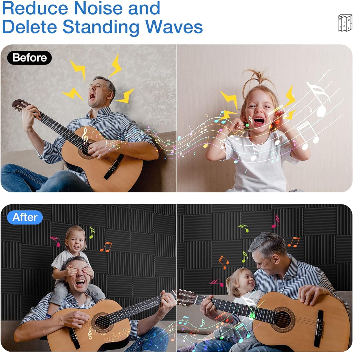 48 Pack Acoustic Panels, 2.5 cm