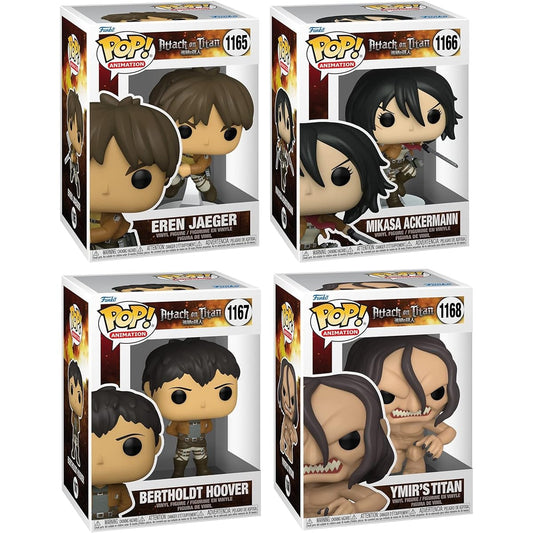 Funko POP! Anime Attack on Titan Season 3 Collector's Set: Ymir's Titan, Bertholdt Hoover, Eren Yeager, Mikasa