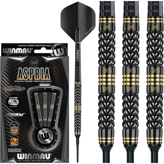 Winmau Aspria 18 Gram Soft Tip Tungsten Darts Set Flights and Stems (Shafts)