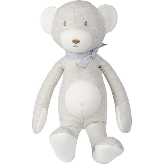 STOLLEEN Teddy Bear Organic Linen Cotton Stuffed Animal Plush Toy Best Gift for Baby Newborn Cute Room Decor 14 Inch