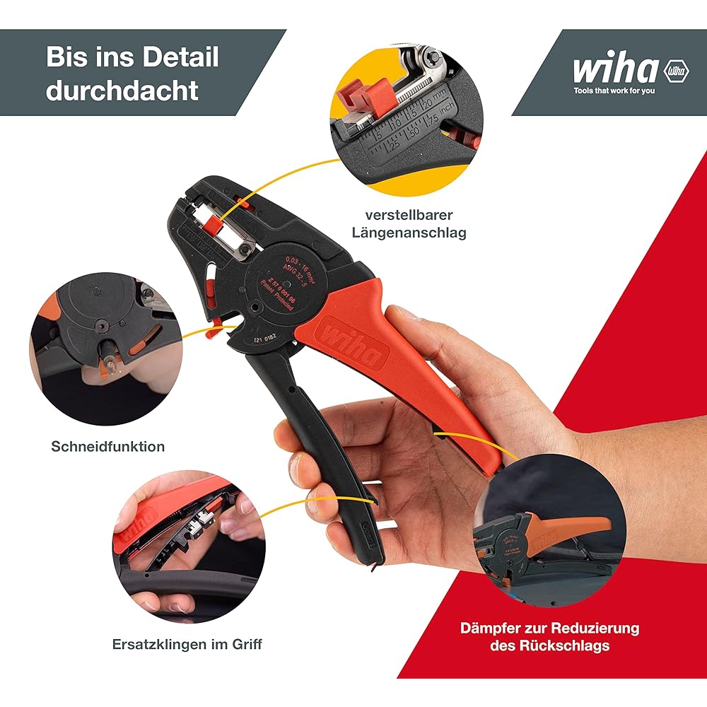 wiha automatic wire stripper (up to 16mm2) 200mm HRZ206STA200