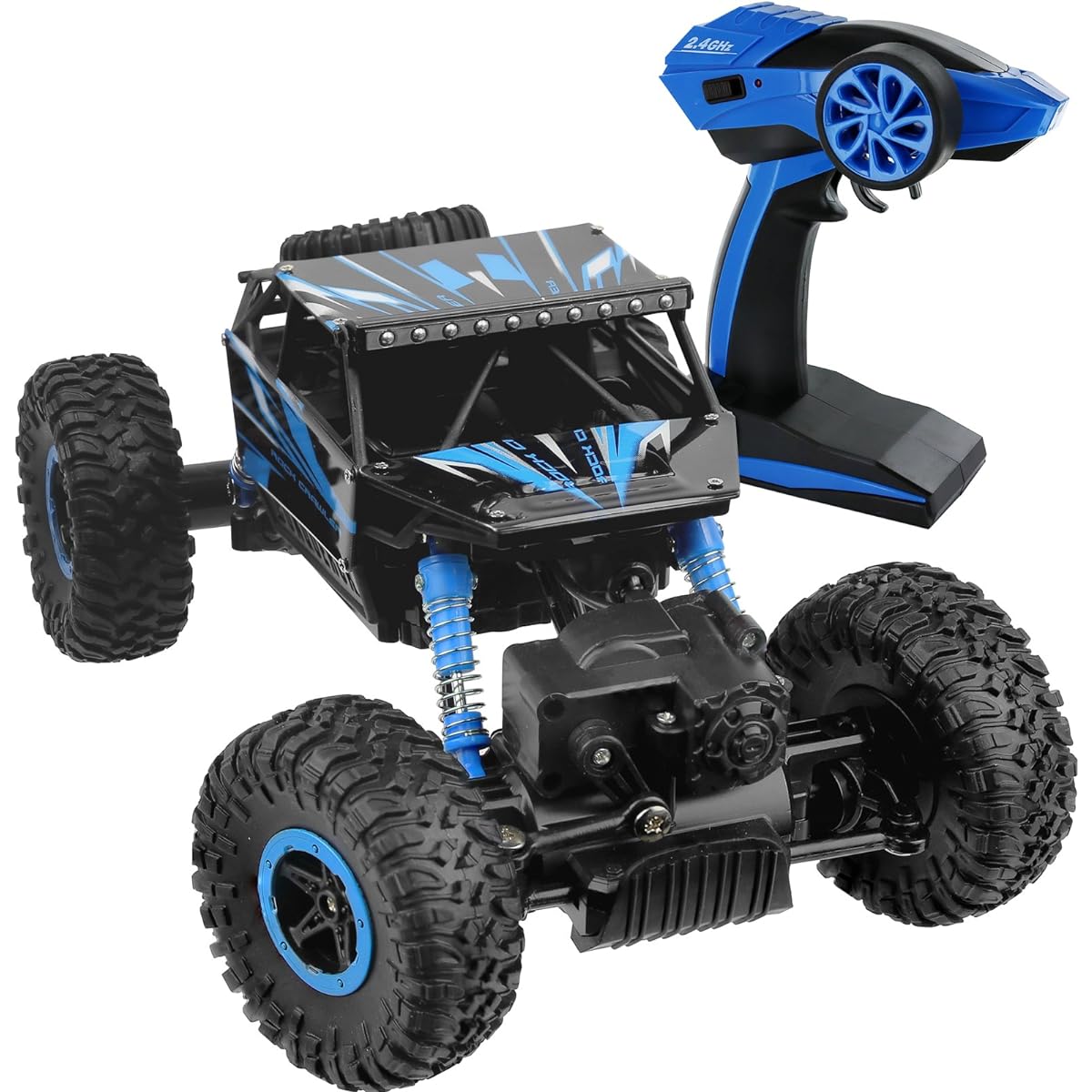 (Blue) - Click N' Play Rock Crawler RC Car Blue Vehicle