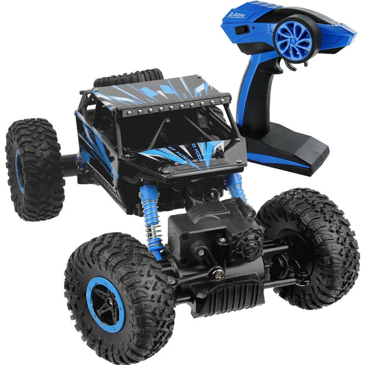 (Blue) - Click N' Play Rock Crawler RC Car Blue Vehicle
