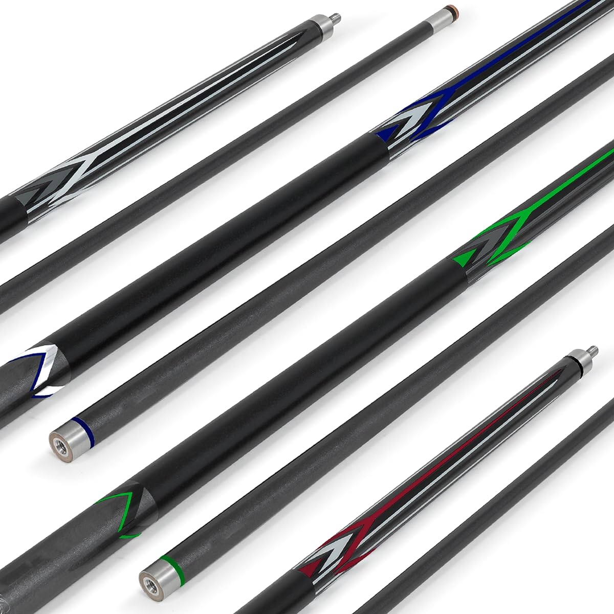 EastPoint Sports Masterton Pool Cues 4 Pack - Four 58" Pool Cues with Leather Tips and Microfiber Grips