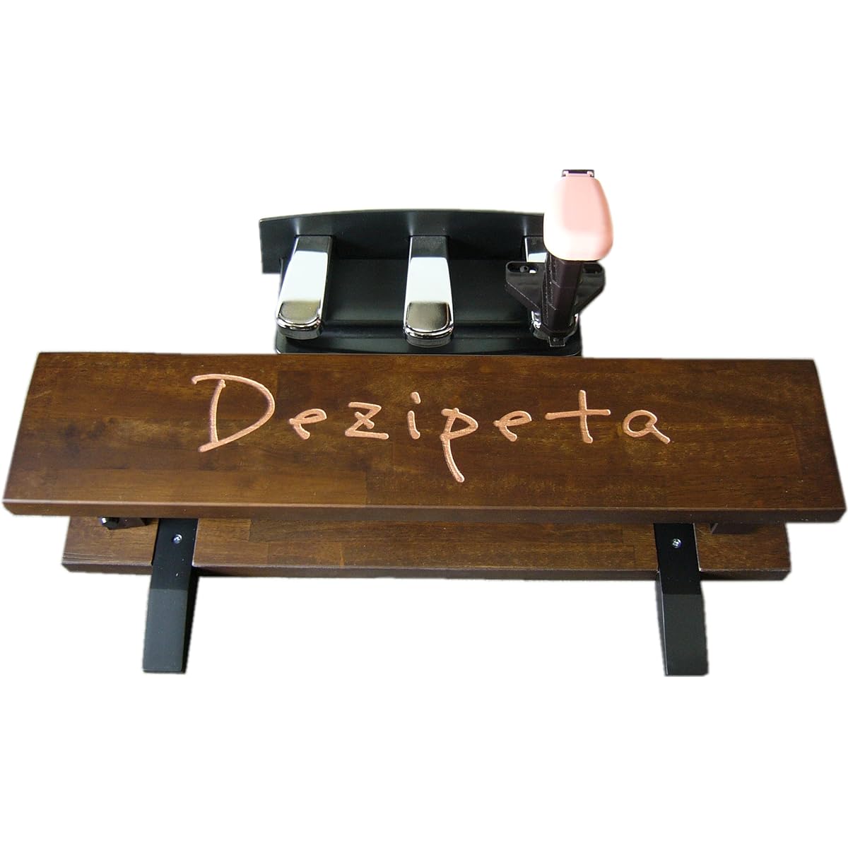 Auxiliary pedal for electronic piano "DigiPeta" footrest (brown) & pedal (pink) set