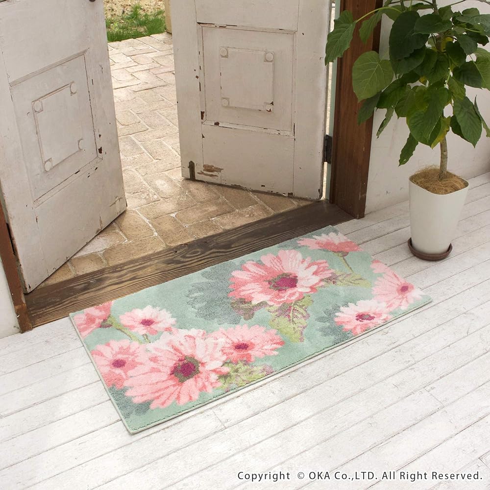 OKA Entrance Mat, Green, Approx. 60cm x 110cm Thinka Francil Adsorption Entrance Mat, Water Absorbing, Quick Drying, Antibacterial, Odor Resistant