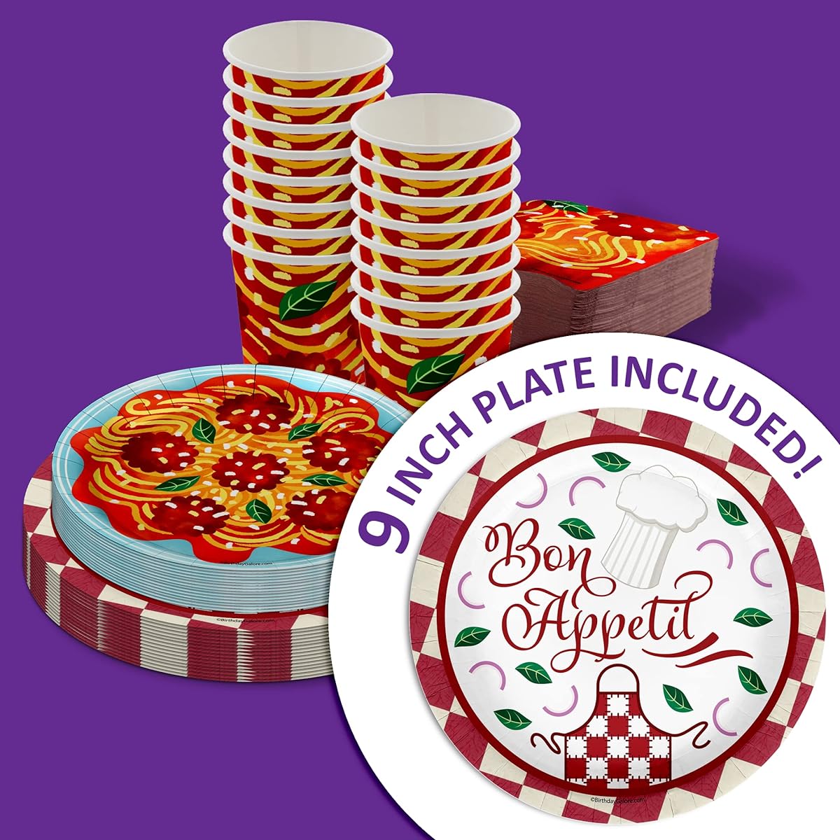 Birthday Galore Bon Appétit Party Supplies (Spaghetti and Meatballs, 64 pieces)