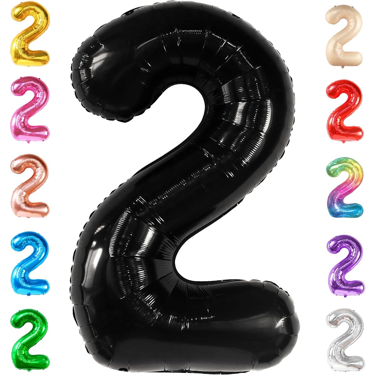 Black Number 2 Foil Balloon