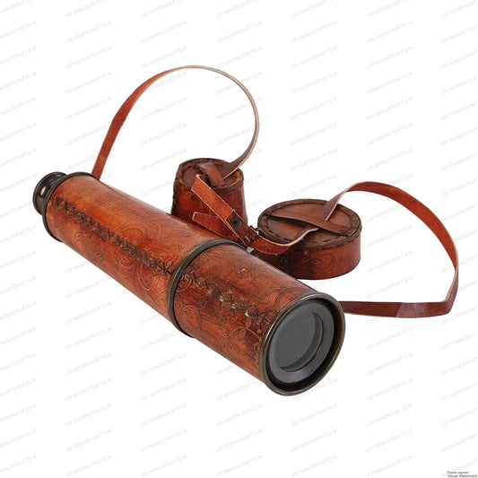 32" Captain's Brass Handmade Telescope with Spy Glass & Leather Case