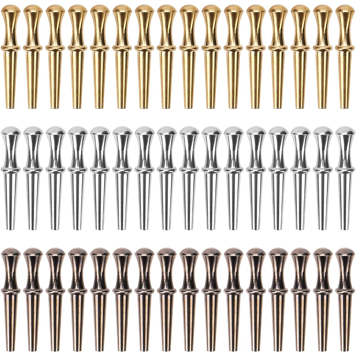 Cribbage Board Pegs 48 Pieces Metal Cribbage Pegs Tapered Design Cribbage Board Pins for 1/8 Hole Cribbage Traditional Board Game for Friends and Family 3 Colors