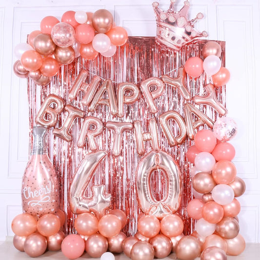 40th Birthday Decorations for Women 40 Inch Rose Gold 40th Birthday Balloons Party Supplies 94pcs Happy 40th Birthday Party Decorations for Women Pink White Rose Gold Balloons Arch Kit Champagne Balloons
