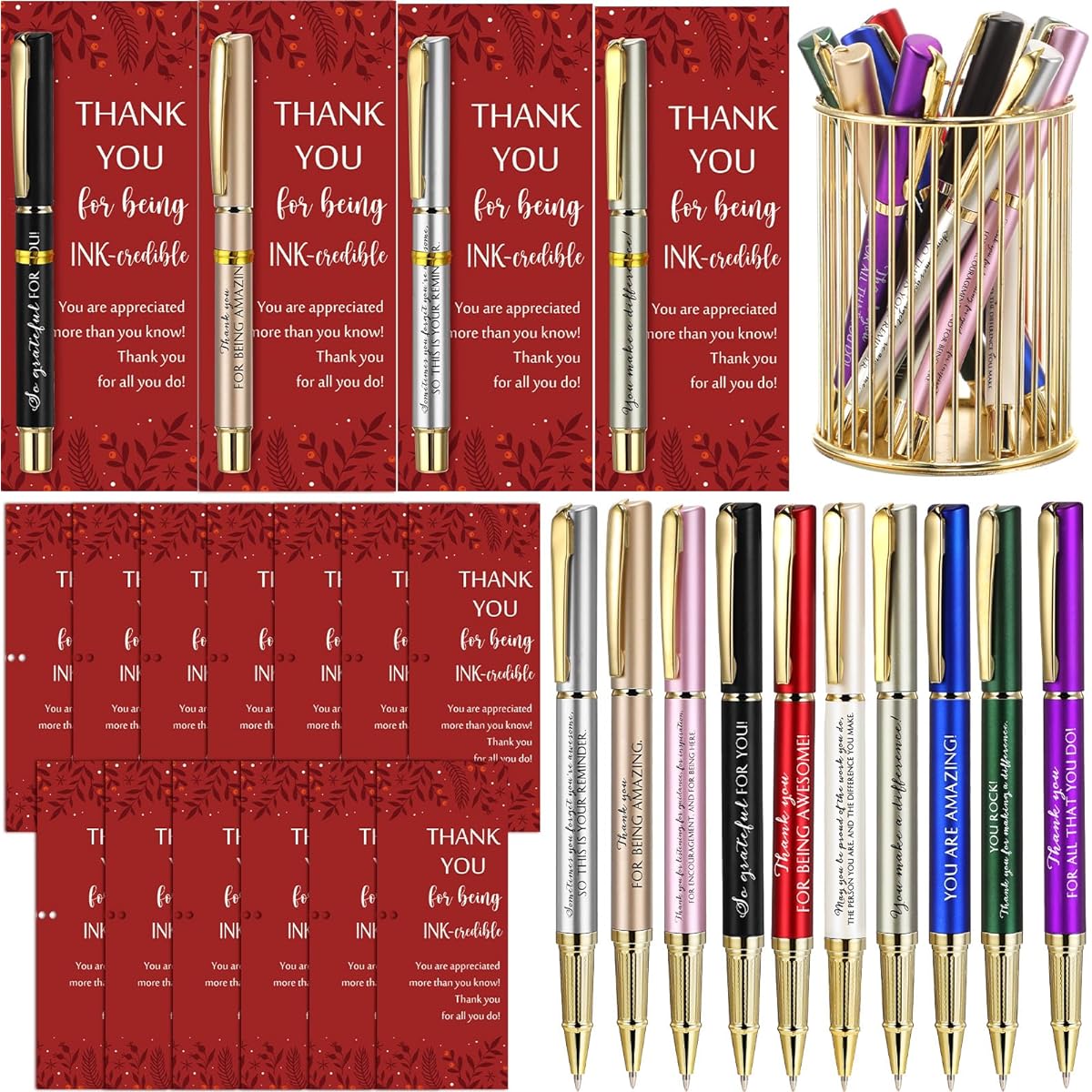 Geyoga 20 Sets Christmas Gifts, Employee Appreciation Gifts, Inspirational Ballpoint Pens with Thank You Cards, Motivational Quote Pens, Inspirational Gifts for Teachers, Coworkers, Nurses, Doctors