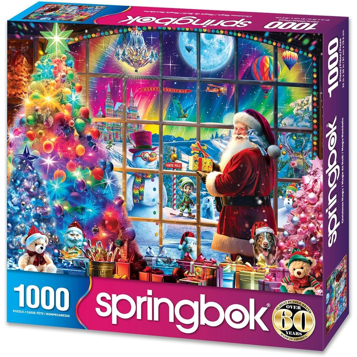 Springbok - 1000 Piece Jigsaw Puzzle for Adults - Christmas Magic - Colorful and Vibrant Holiday 1000 Piece Large Piece Puzzle - Perfect for Family Game Night