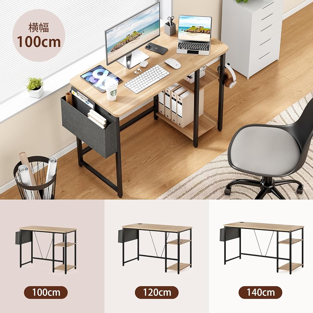 Sunon Gaming Desk, Computer Desk, Width 100cm x Depth 48cm, Desk, PC Desk, Study Desk, Study Desk, Office Desk, Living Alone, Working from Home