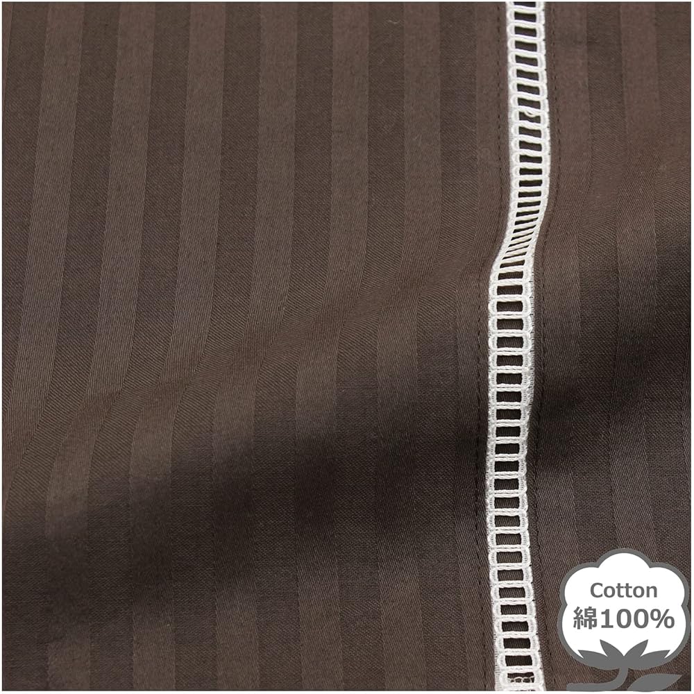 Merry Night inico series 100% cotton satin weave striped duvet cover "Adele" brown double long approx. 190 x 210 cm with ladder lace on one side simple elegant luster washable sanitary clean IN25050-93