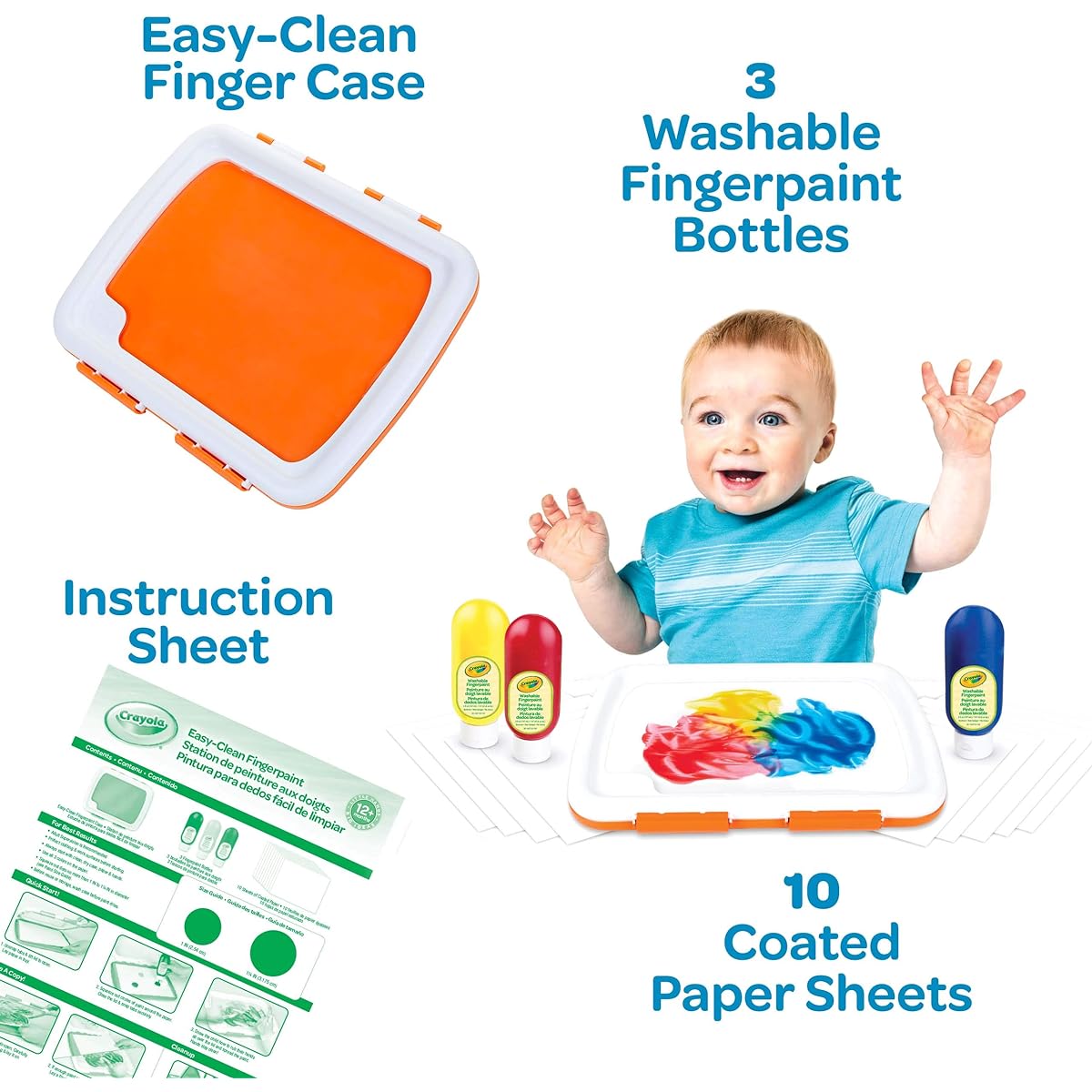 Crayola Washable Finger Paint Station, Less Mess Finger Paints for Toddlers, Kids Gifts for Holiday