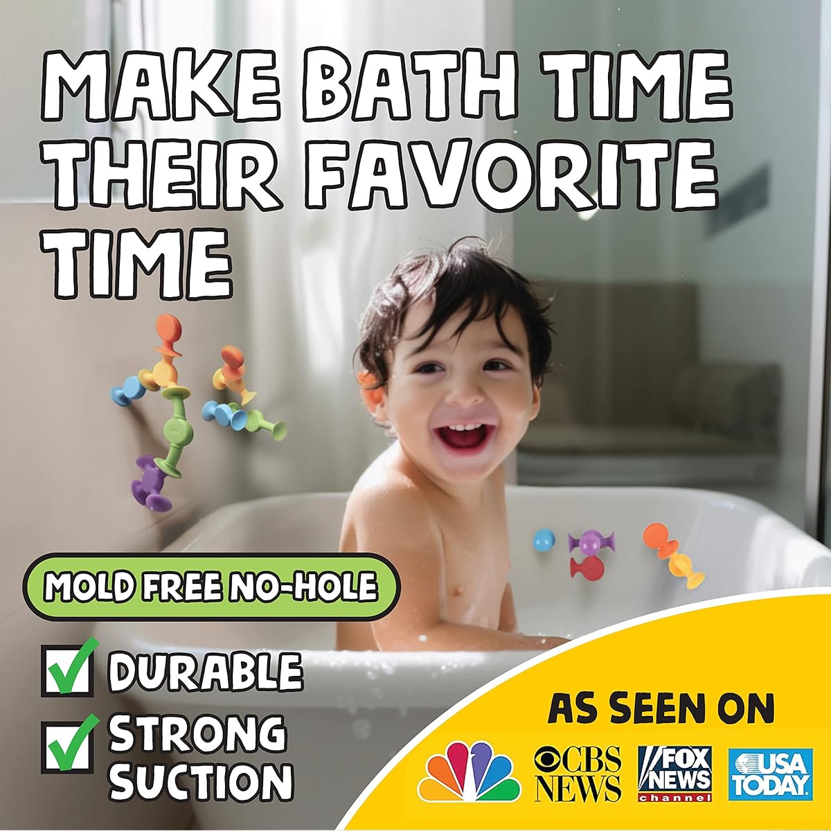 BUNMO 24 Piece Textured Suction Bath Toys | Connect, Assemble, Create | Mold Free Bath Toys | Hours of Fun and Creativity | Fine Motor Skills | Stimulating and Addictive Sensory Suction Toys | No Holes Bath Toys