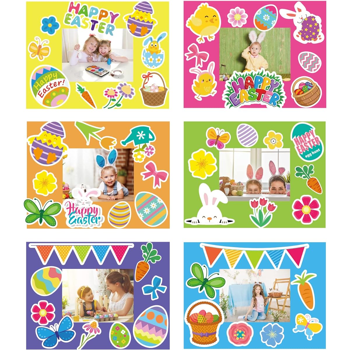 chiazllta Easter Craft Kit for Kids, Easter Bunny Eggs DIY Picture Frame Crafts Easter Class Games Activities Gifts for Kids 24 Pack