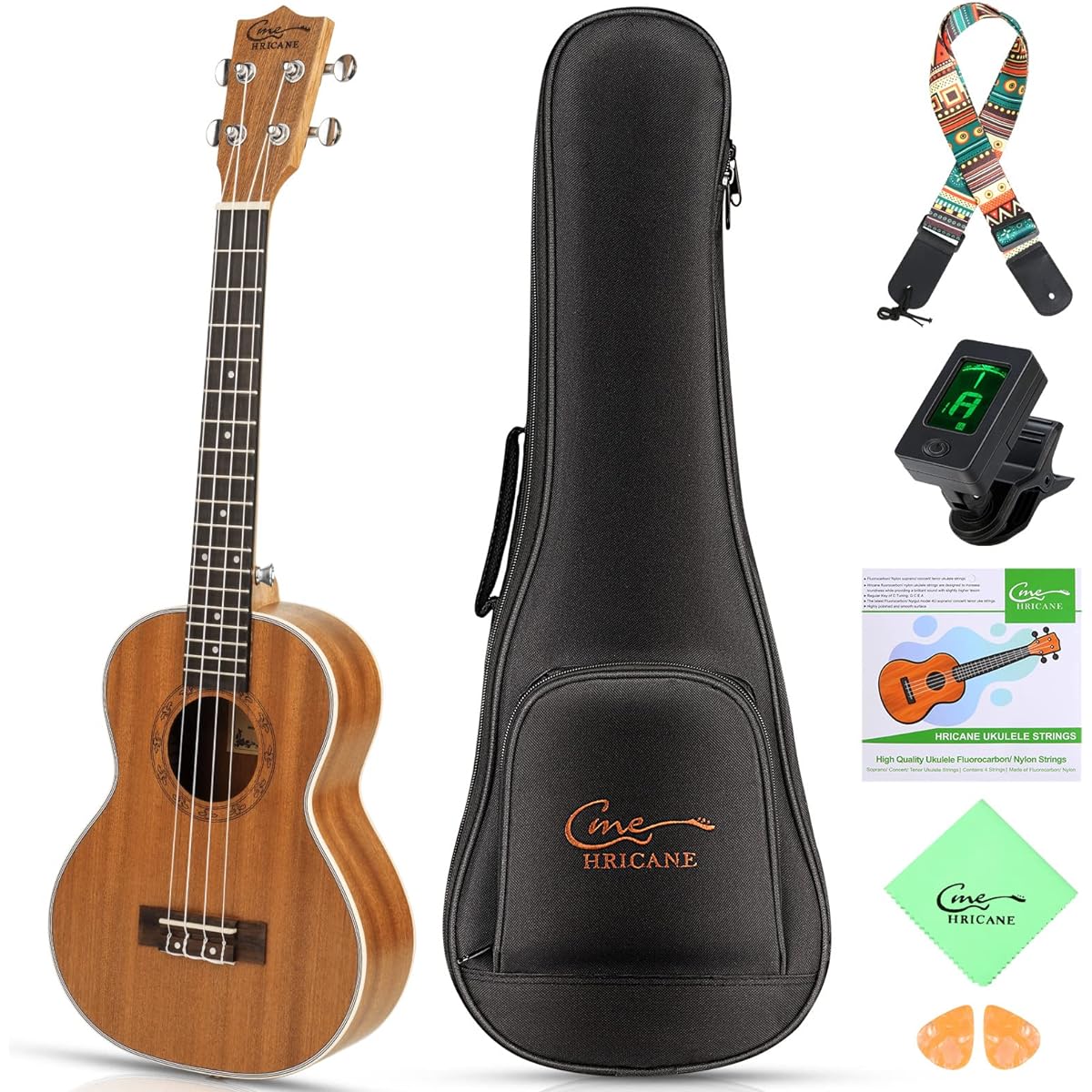 Hricane Concert Ukulele 23 inch UKS-2 4-string Ukulele for Beginners Sapele Hawaiian Ukulele Ukulele Case Ukulele String Set
