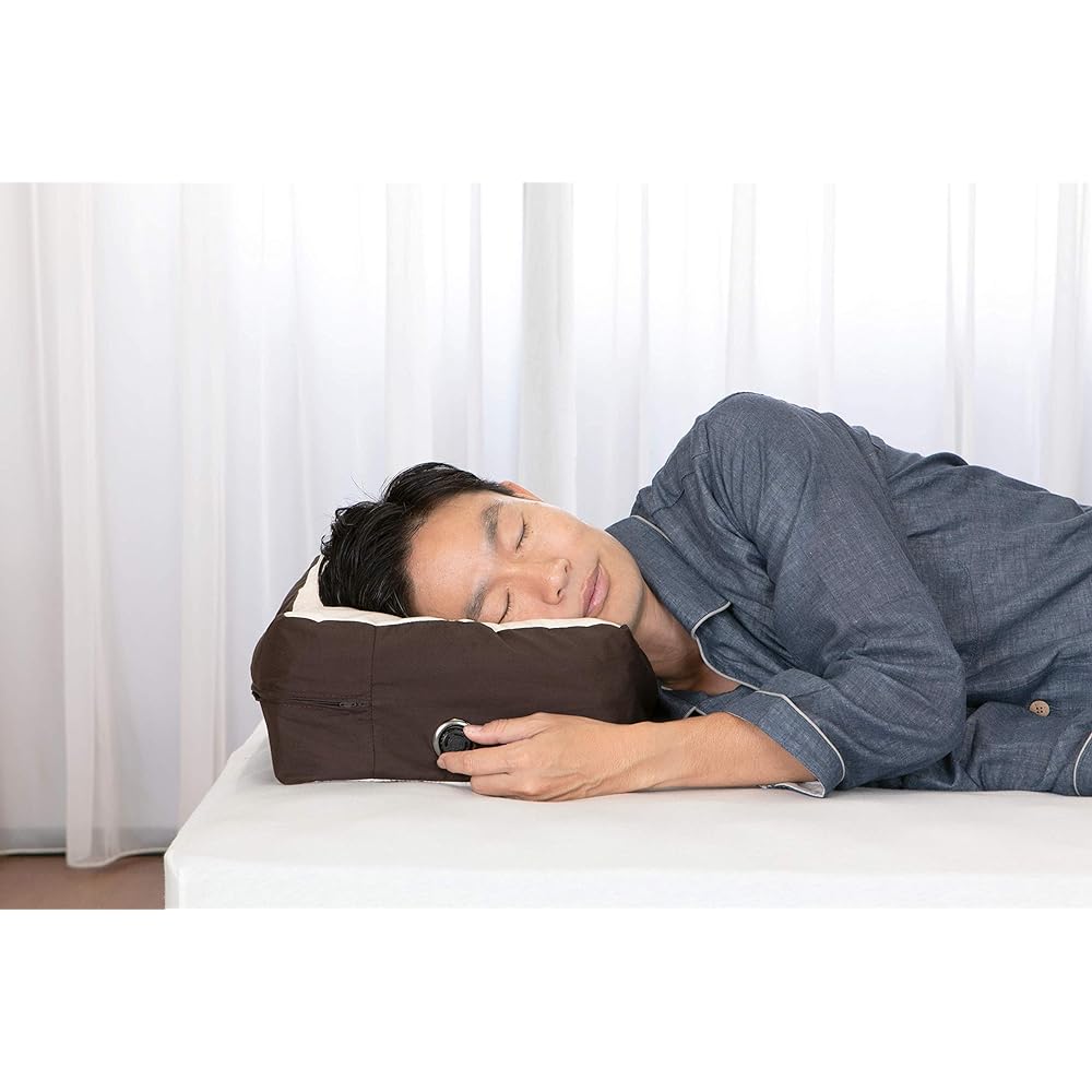 French Bed Anti-Snoring Pillow, Side Sleeping "Silent Night Pillow 2" Supervised by Snoring Doctor Ryoko Ikematsu 58 x 30 cm Height Adjustable White/Brown [Authentic French Bed Product] 360145001