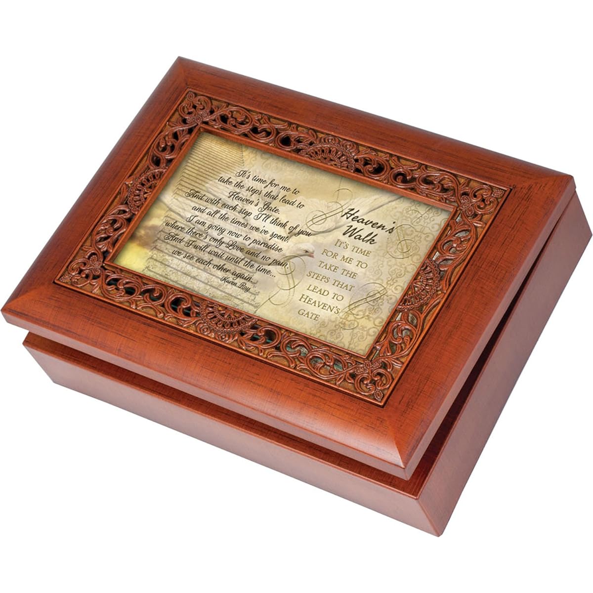 Heavens Walk Bereavement Champagne Silver Silver Jewelry Music Box - Plays Amazing Grace