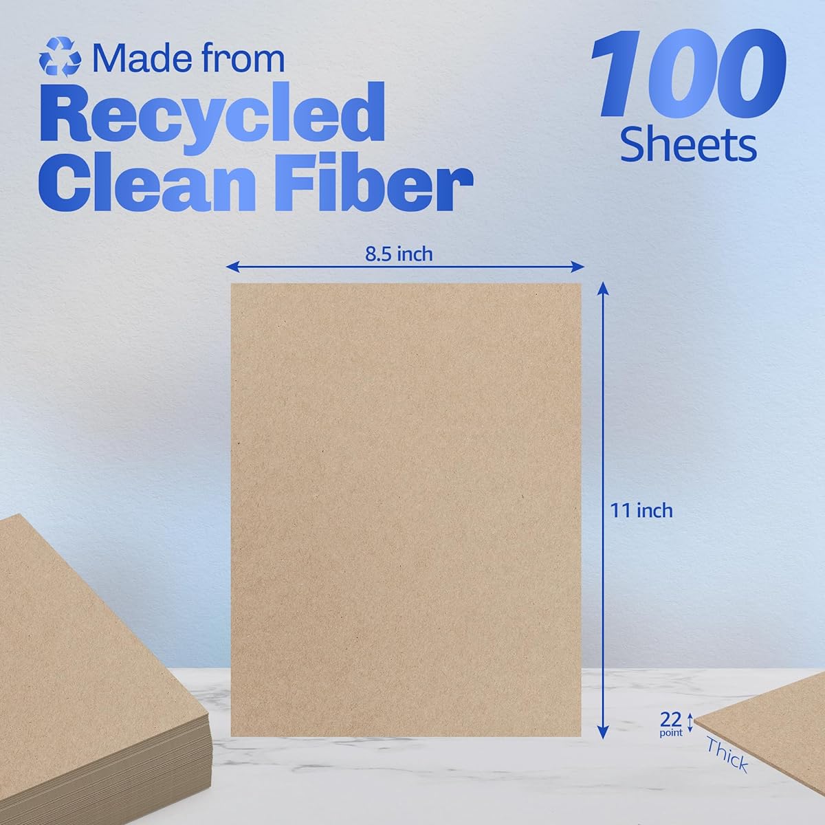 Plywood Sheets 8.5 x 11 Inch - 22 Point Brown Kraft Paper Sheets for Crafts 100 Sheets - Eco Friendly Chipboard for Bookbinding, Picture Frame Backing, Alternative to MDF Board