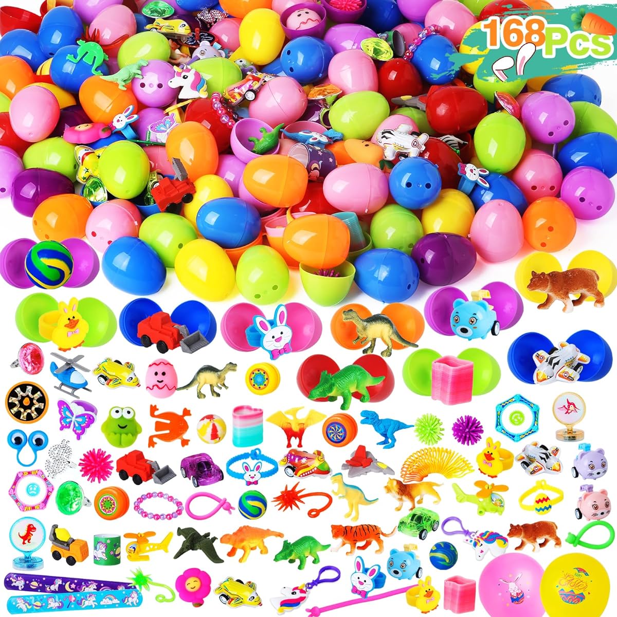 Letapa 168 Easter Eggs Party Favors Assortment for Kids Girls Boys