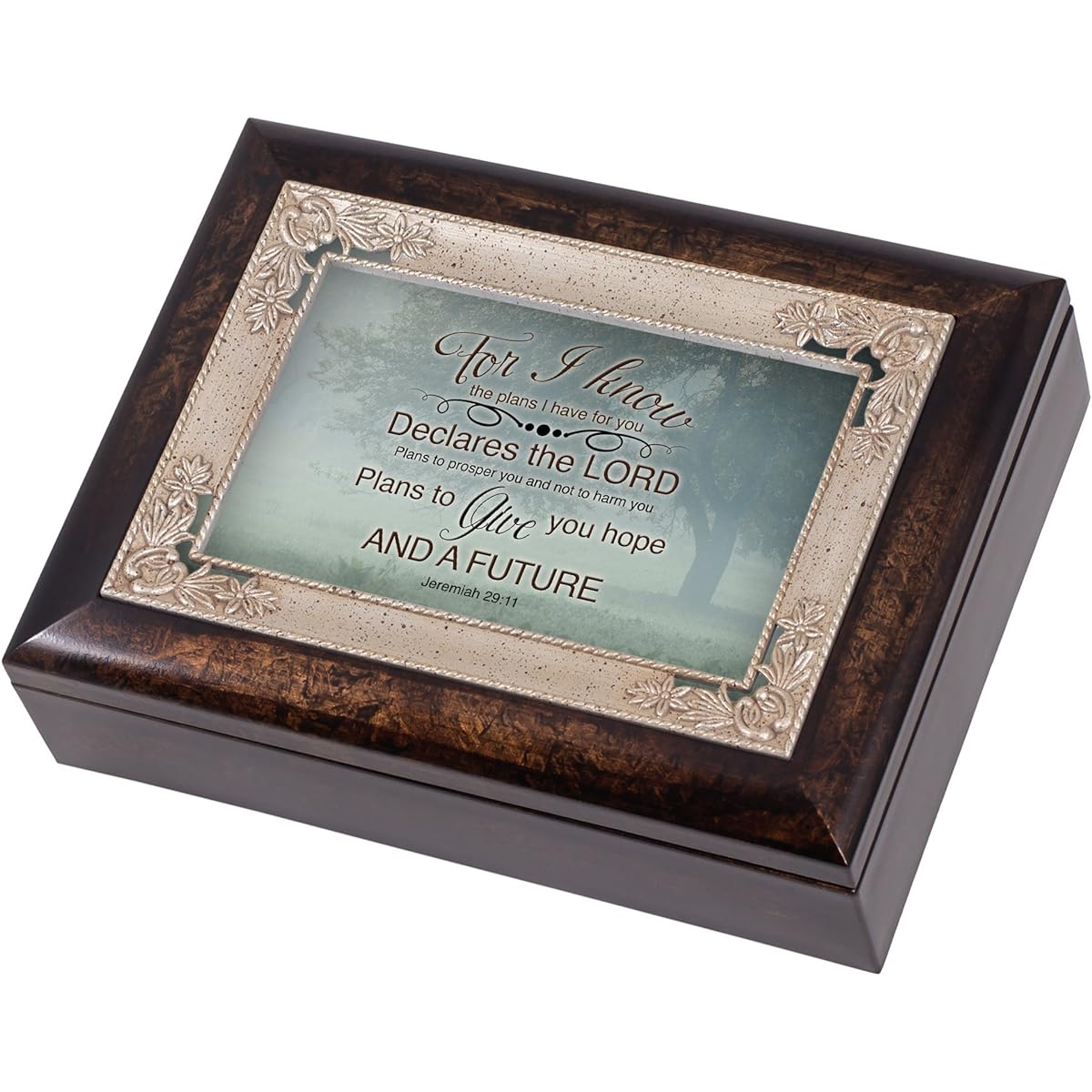 Misty Meadow Tree Jeremiah 29:11 Italian Design Jewelry Music Box Plays Amazing Grace