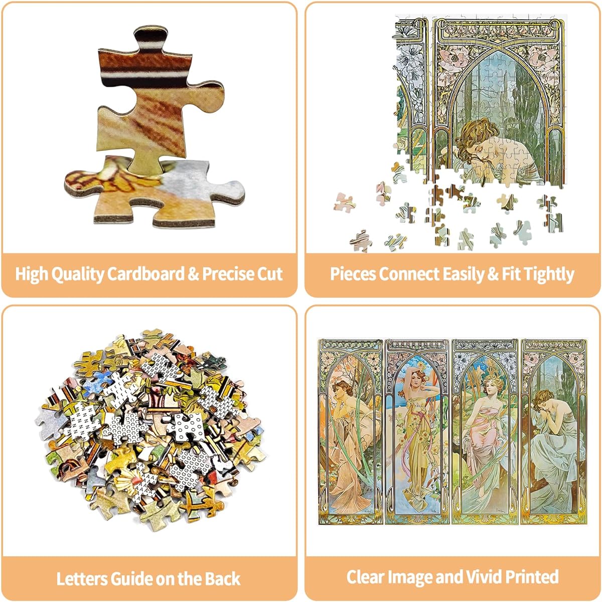 2000 Piece Puzzle Goddess of Time Jigsaw Puzzle 2000 Piece Modern Art Puzzle Times of the Day Jigsaw Puzzle 2000 Piece for Adults Mucha Oil Painting Puzzle 2000 Piece Puzzle for Adults