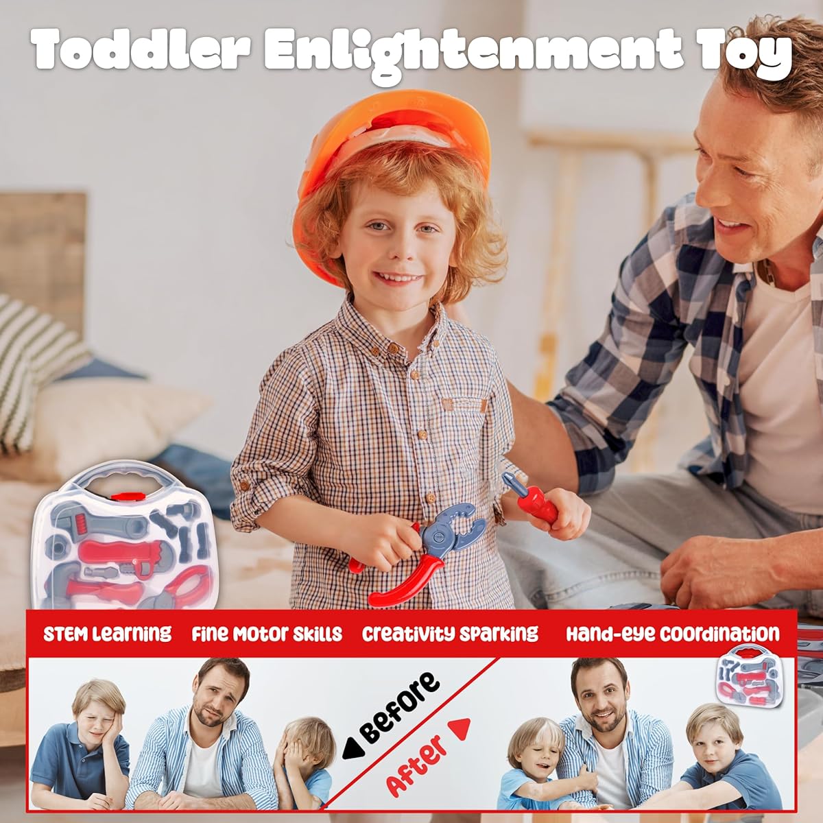 BELLOCHIDDO Kids Tool Set - 14 Piece Pretend Play Toddler Tool Set with Toy Screwdriver Building Toy Toddler Tool Set - Toys for Boys Toddler Boy Toys