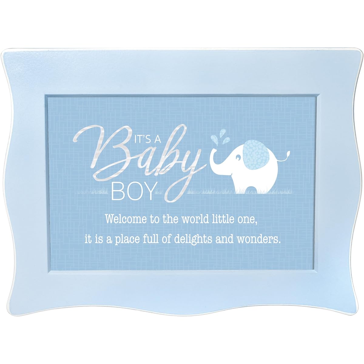 Baby Boy Welcome Little One Blue Wavy Music Box Plays Lullabies