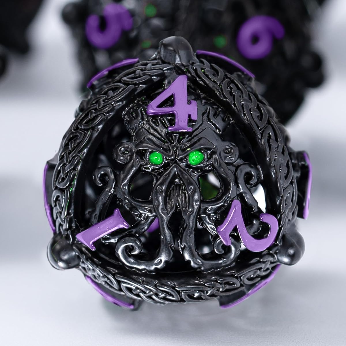 Metal DND Dice Set - Unique Round Hollow Orb Design - Role Playing Games (RPG) - Beautiful Celtic Knot Metal Dice Set - Stunning D&D Dungeons and Dragons Dice Set (Iron Red)