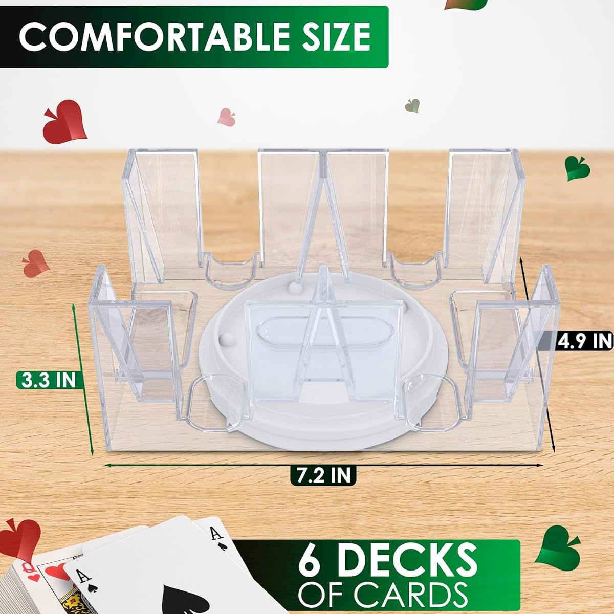 Dual Deck Swivel Card Holder - 360 Degree Rotating Holder for Adults Clear Tray Card Holder Playing Card Holder Plastic Card Holder Poker Table Acrylic Card Holder