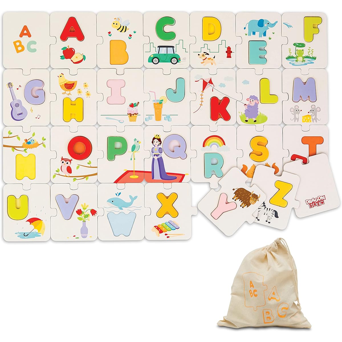 Dragon Drew Jumbo ABC Floor Puzzle for Kids 17"x24" (54 Pieces)