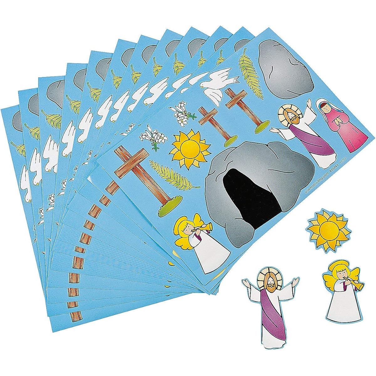 Fun Express "He Lives!" Jesus Make a Sticker Scene for Easter (Set of 12) Sunday School and Religious Supplies