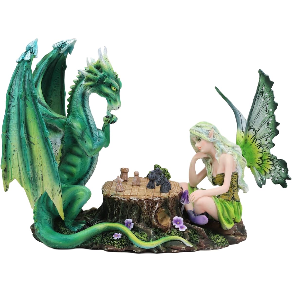 Ebros Amy Brown Checkmate Enchanted Earth Fairy FAE Chess Statue 10" Long Fantasy Fairy Garden Collectible Figurine