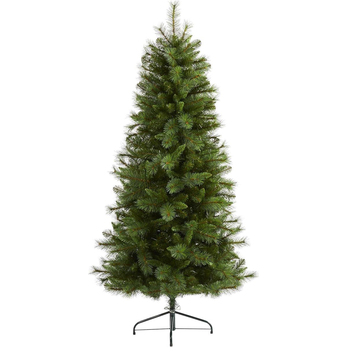 Nearly Natural 6' Slim West Virginia Mountain Pine Artificial Christmas Tree 629 with Bendable Branches, Green