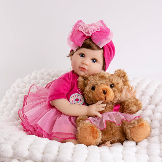 Aori 2.0 Reborn Baby Doll Lifelike Baby Doll 22 Inch Realistic Weighted Baby Doll Girls Reborn Lifelike Newborn Doll Soft Vinyl Reborn Doll with Teddy Toy Ages 3+