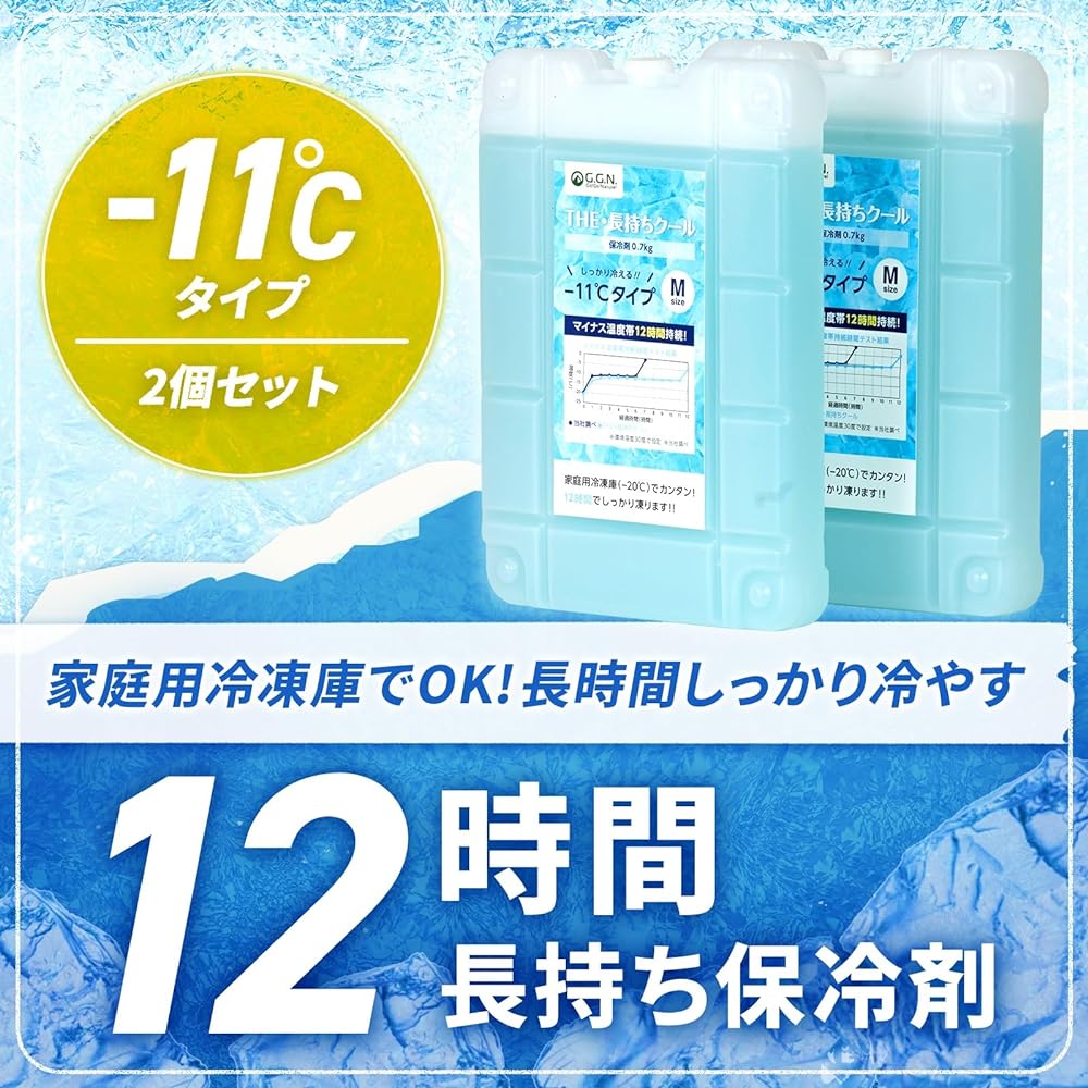 G.G.N. -11°C Ice Pack, Cold Pack, 700g, Set of 2, Long Time Cold Preservation, Freeze, Hard, Cold Pack, Long Time, Strong GN02CM019SET, Blue