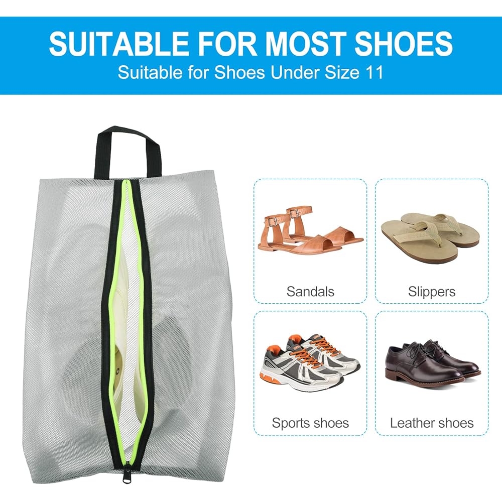 PATIKIL Waterproof Shoe Bag 2 Pieces Shoe Organizer Bag Portable Shoe Pouch with Zipper for Outdoor Travel Gray