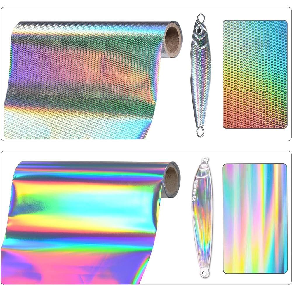 Thermal transfer hologram for lures, fish skating hologram foil, DIY homemade bright fishing lure, 8 colors in total, 8cm x length 5m