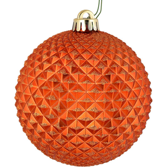 Vickerman Durian Glitter Decorative Hanging Ball Ornaments, 2.75", Orange, 12 Count