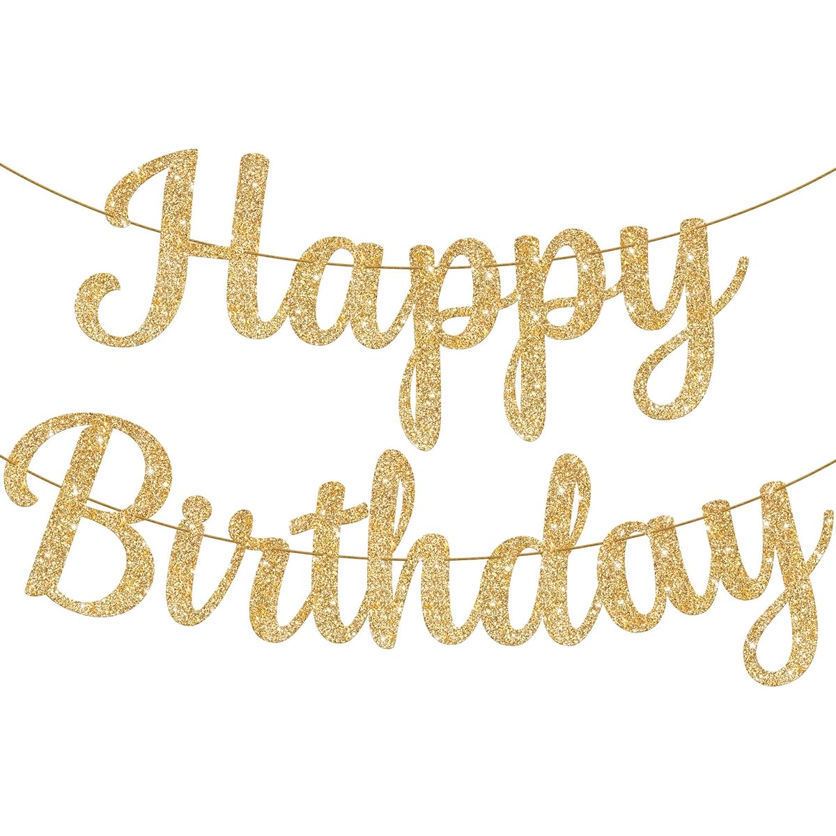 Happy Birthday Gold Cursive Banner