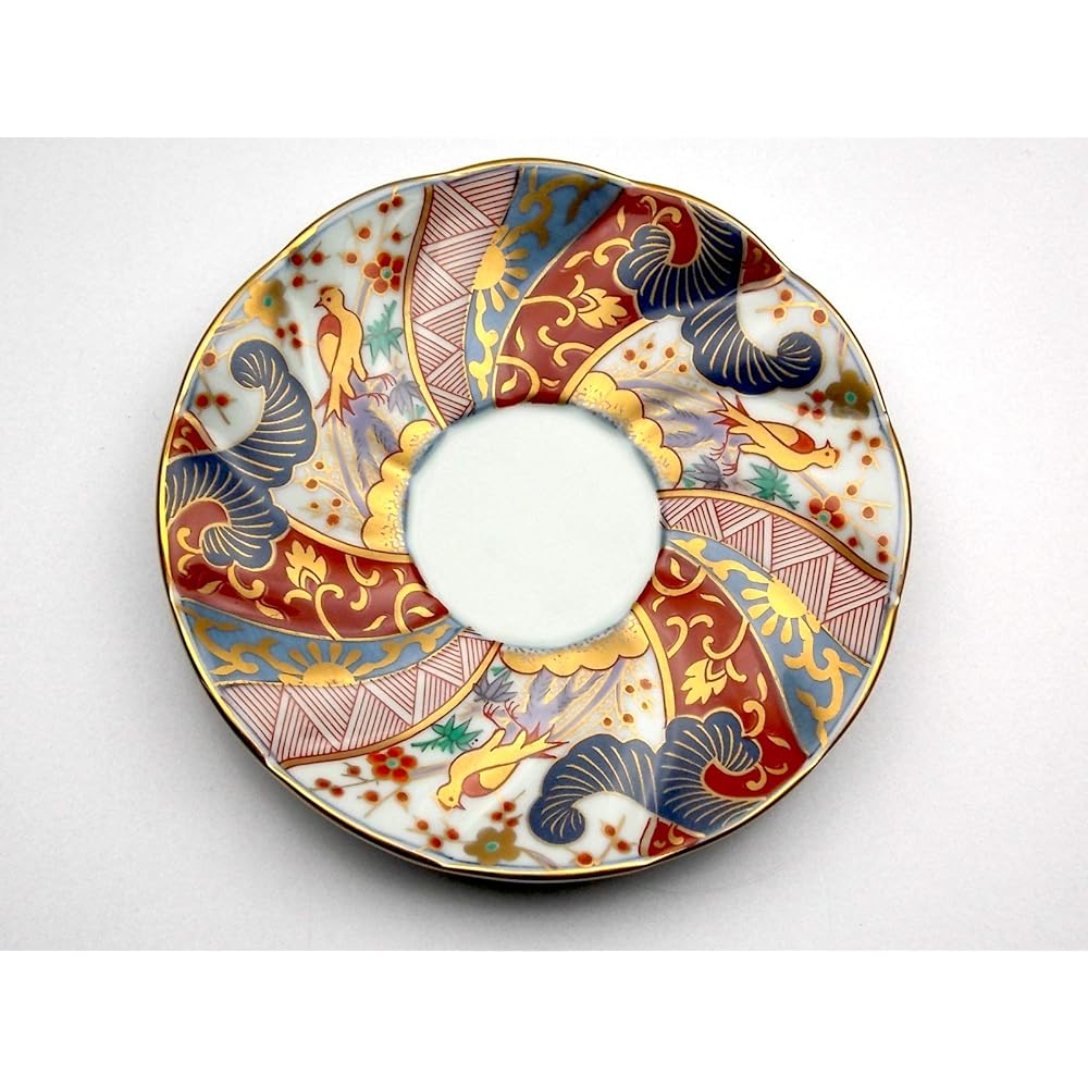 Rinkurou Kiln Dyed Nishiki Torisori Shozui Coffee Bowl and Plate Ko-Imari Style Hasami Ware Mother's Day Father's Day